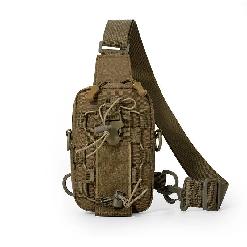 Cross chest bag and water bottle holder.