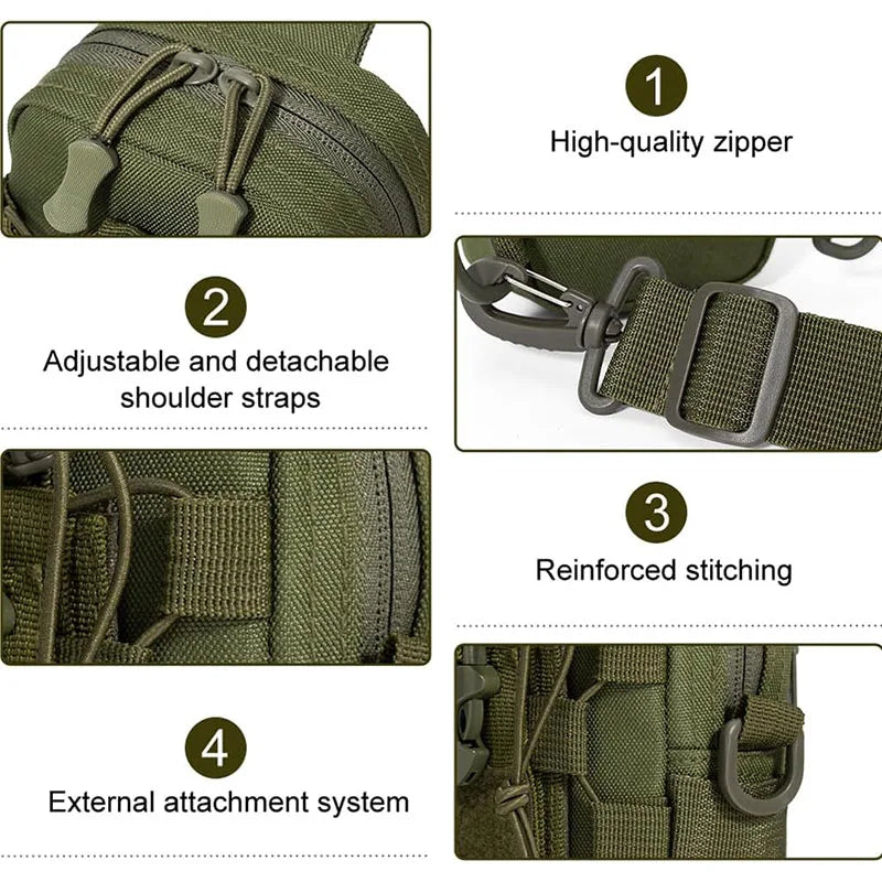 Cross chest bag and water bottle holder.