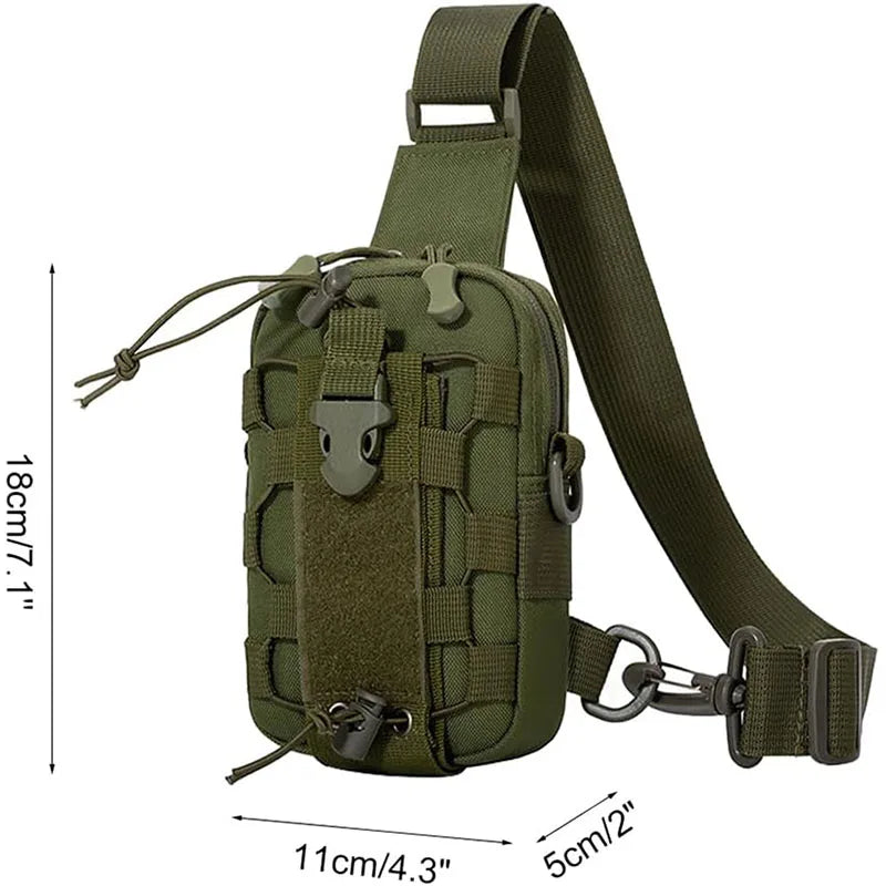 Cross chest bag and water bottle holder.