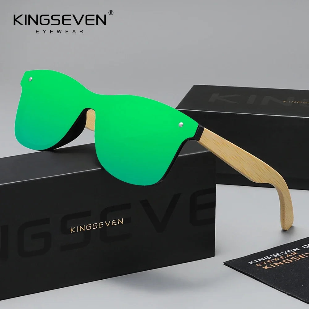 KINGSEVEN Luxury Retro Bamboo Frame Sunglasses Unisex Polarized UV400