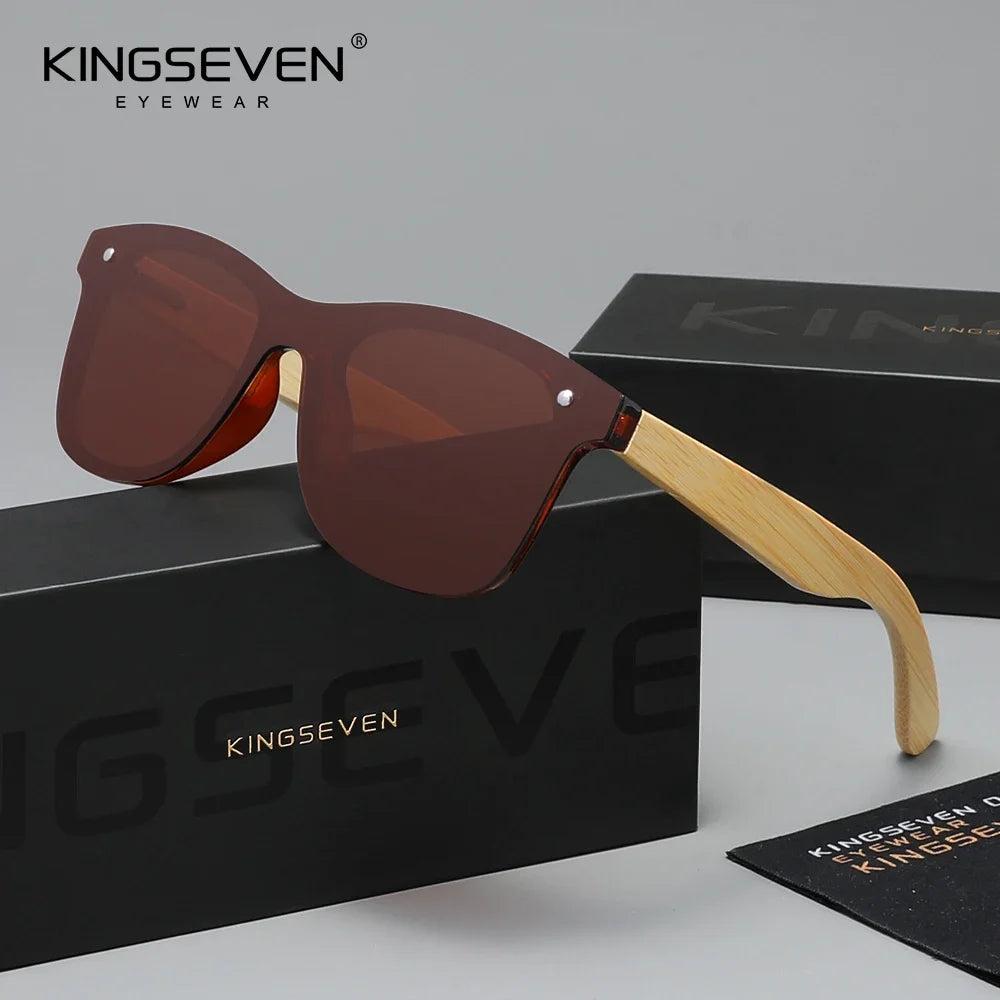 KINGSEVEN Luxury Retro Bamboo Frame Sunglasses Unisex Polarized UV400