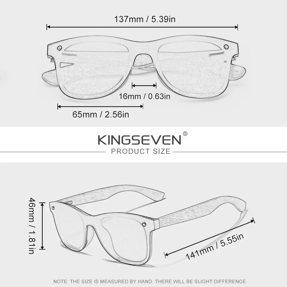 KINGSEVEN Luxury Retro Bamboo Frame Sunglasses Unisex Polarized UV400