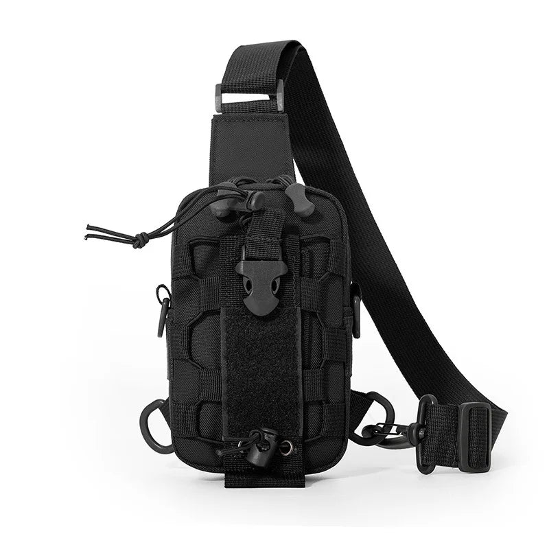 Cross chest bag and water bottle holder.