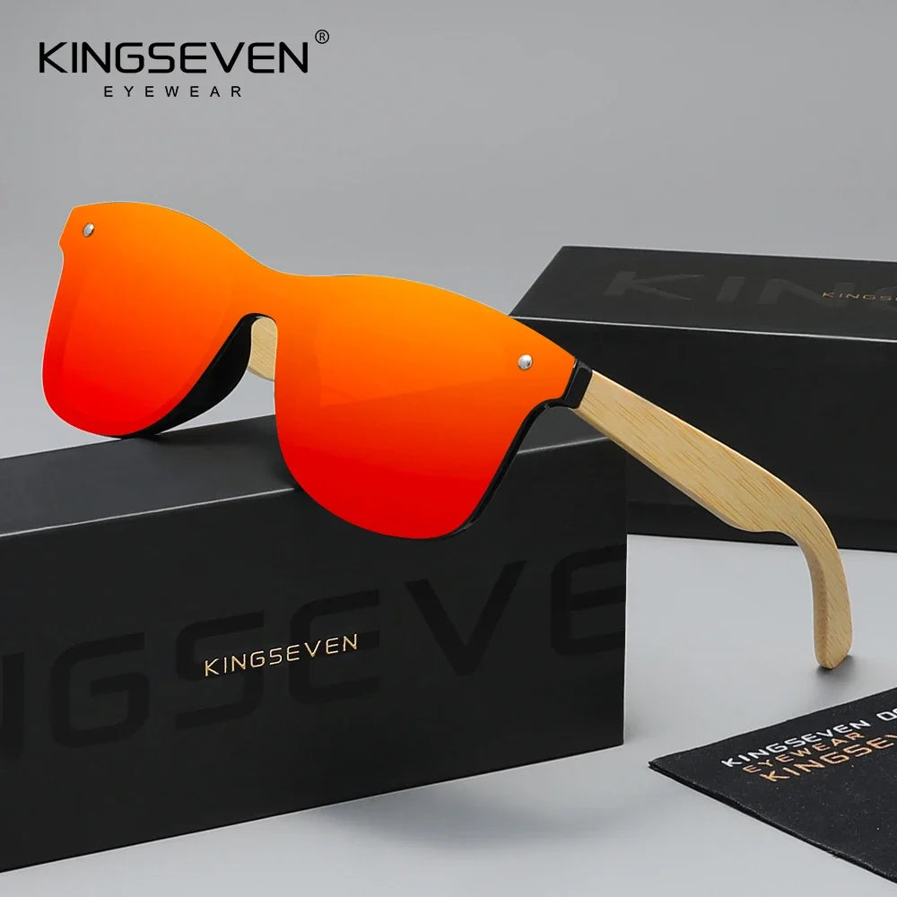 KINGSEVEN Luxury Retro Bamboo Frame Sunglasses Unisex Polarized UV400