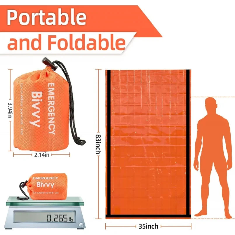 Emergency Sleeping Bag Survival Blanket Thermal Mylar Bivy Sack Lightweight Waterproof Portable Shelter For Camping Hiking