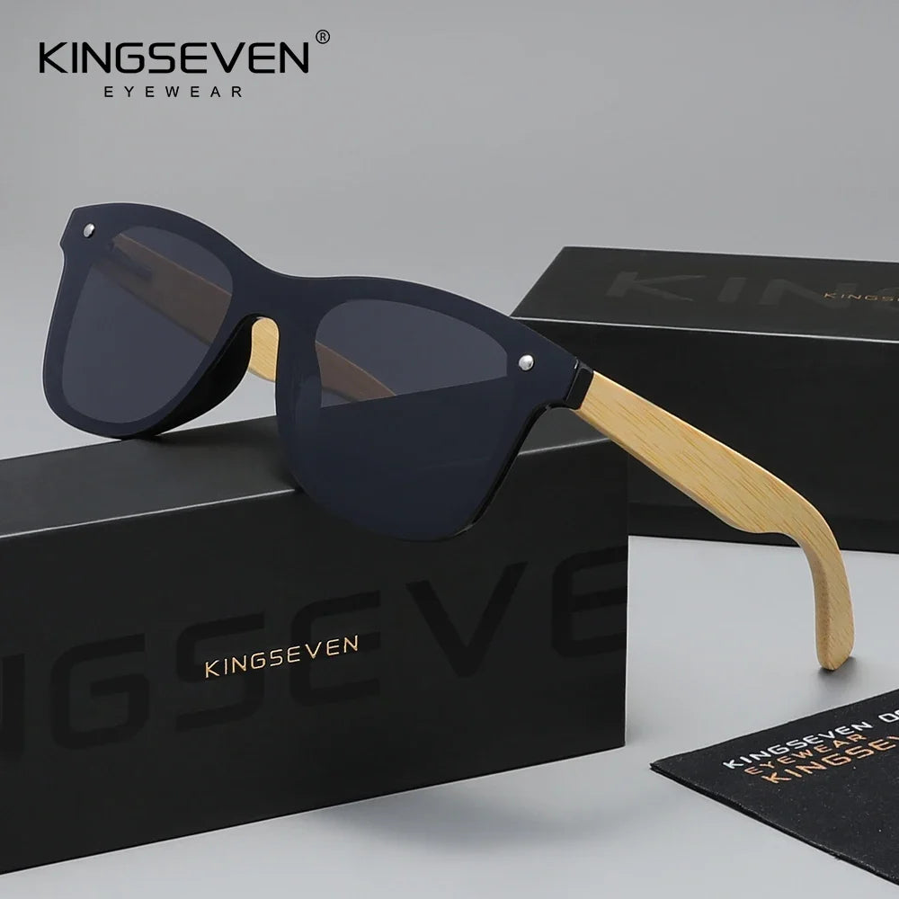 KINGSEVEN Luxury Retro Bamboo Frame Sunglasses Unisex Polarized UV400