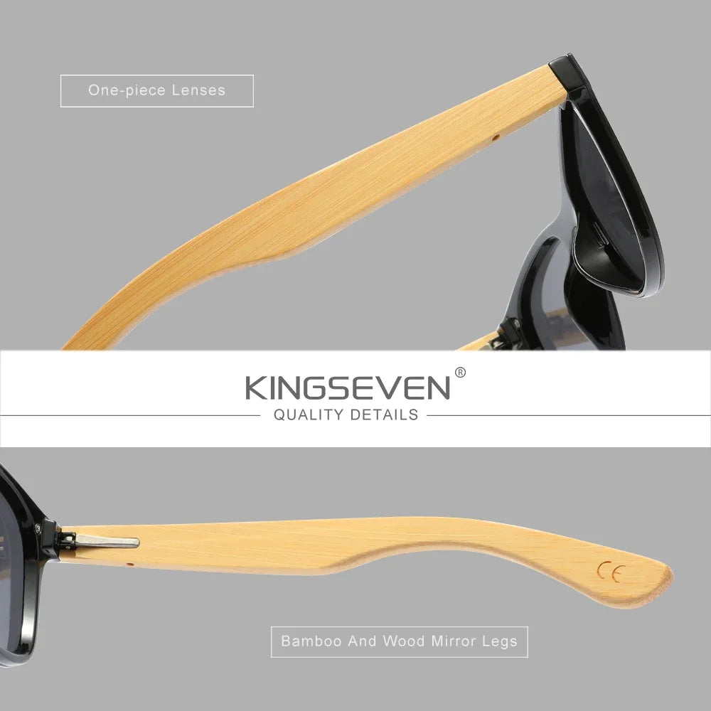 KINGSEVEN Luxury Retro Bamboo Frame Sunglasses Unisex Polarized UV400