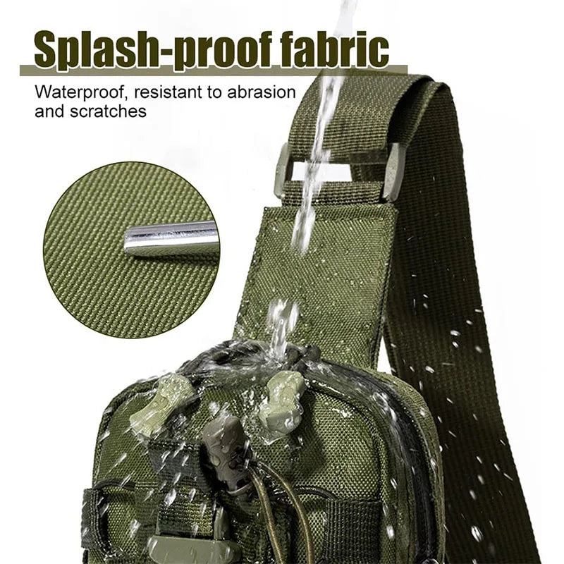 Cross chest bag and water bottle holder.