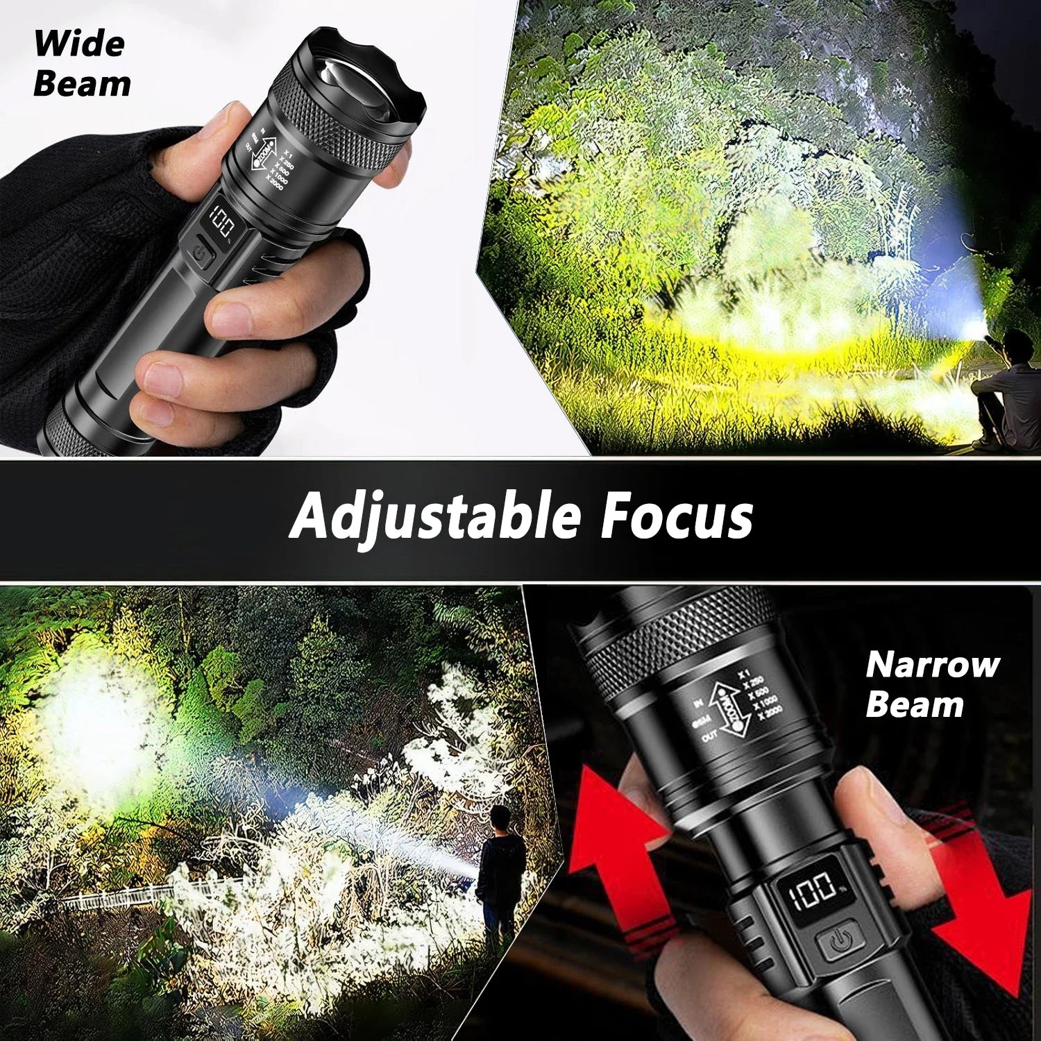 2000 Lumen rechargeable flashlight