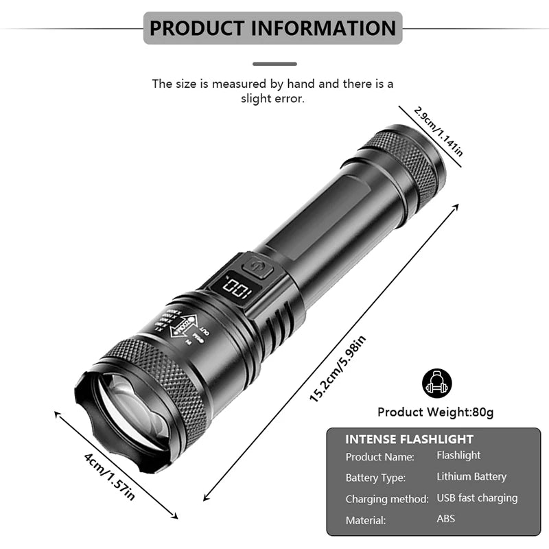 2000 Lumen rechargeable flashlight